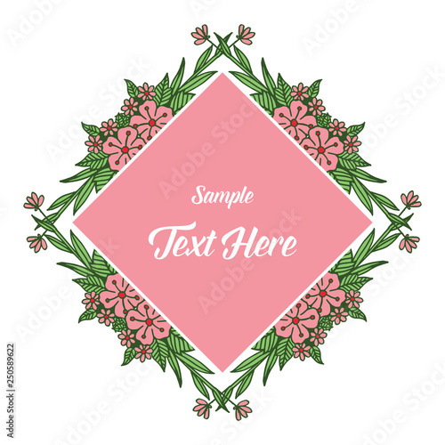 Vector illustration pink flower frame with your sample text here hand drawn