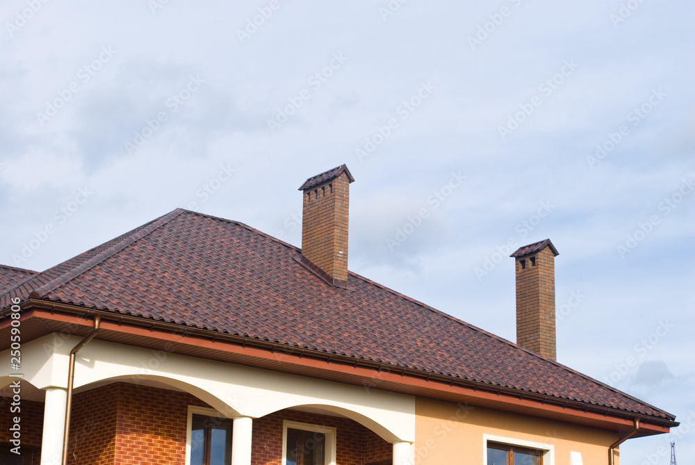 Tiled Metal Roof Or Composite Covering On House