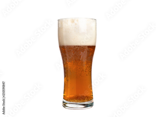 Tablou canvas A glass of beer lager on isolated white background