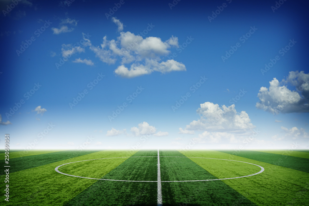 Obraz premium soccer field with blue sky