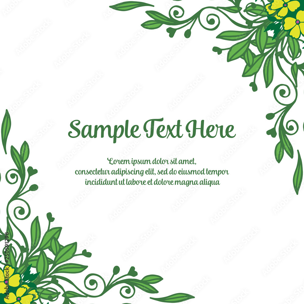 Vector illustration green leaves frame with your sample text here hand drawn