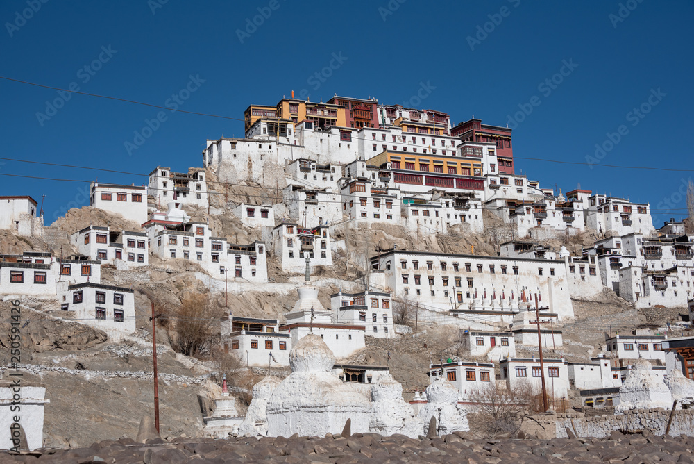 Fototapeta premium Thiksey Monastery, Thikse Gompa - Leh Ladakh , Thiksey Monastery Leh Ladakh - Popular Place to See in Leh-Ladakh India.