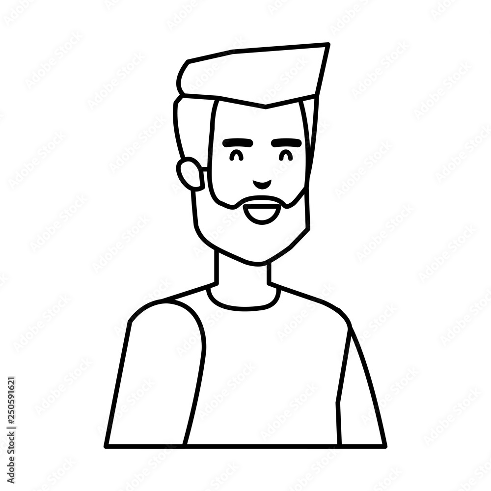 young and casual man with beard character