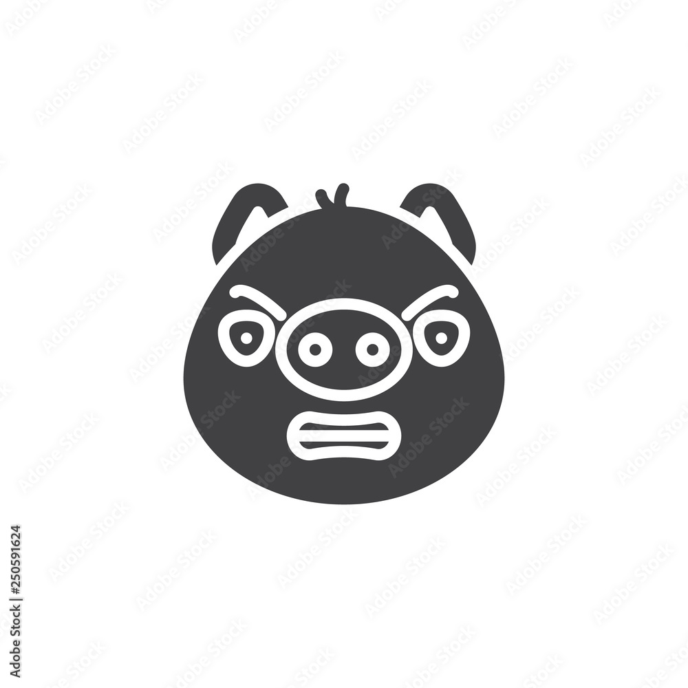 Angry Piggy Face emoji vector icon. filled flat sign for mobile concept and web design. Wicked piggy face emoticon glyph icon. Pig year zodiac symbol, logo illustration. Pixel perfect vector graphics Angry Piggy Face emoji vector icon. filled flat sign for mobile concept and web design. Wicked piggy face emoticon glyph icon. Pig year zodiac symbol, logo illustration. Pixel perfect vector graphics