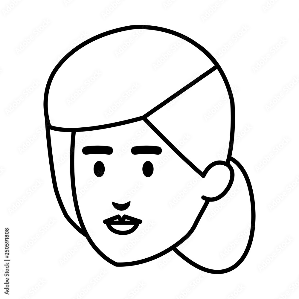 beautiful and young woman head character beautiful and young woman head character