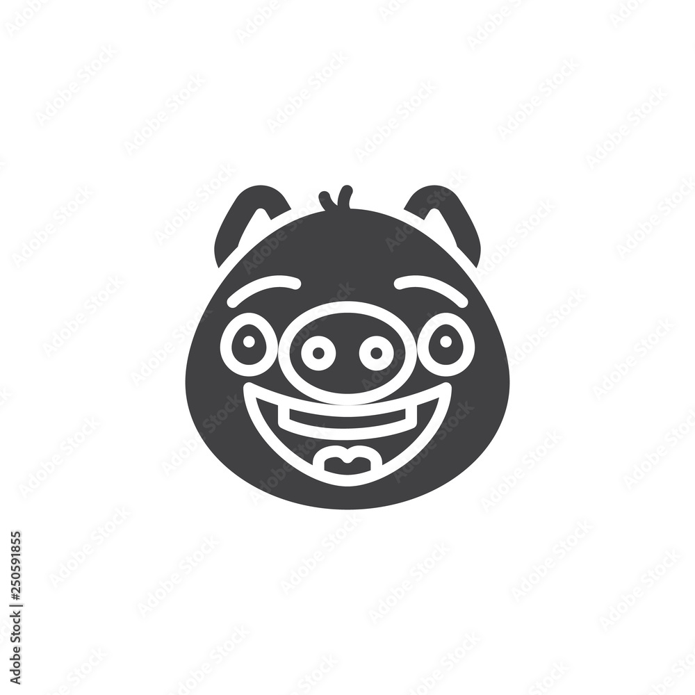 Cheerful piggy face emoji vector icon. filled flat sign for mobile concept and web design. Happy piggy face emoticon glyph icon. Pig year zodiac symbol, logo illustration. Pixel perfect Cheerful piggy face emoji vector icon. filled flat sign for mobile concept and web design. Happy piggy face emoticon glyph icon. Pig year zodiac symbol, logo illustration. Pixel perfect