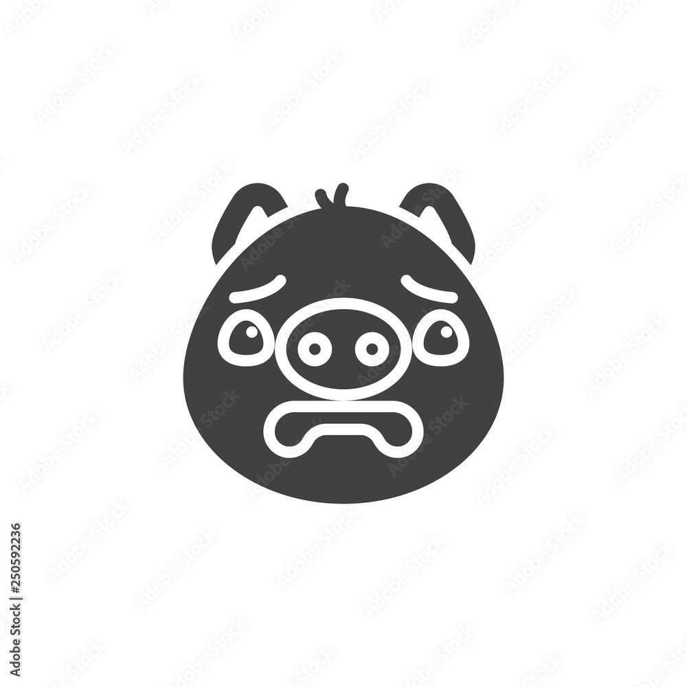 Piggy scared face emoji vector icon. filled flat sign for mobile concept and web design. Fearful face emoticon glyph icon. Pig year zodiac symbol, logo illustration. Pixel perfect Piggy scared face emoji vector icon. filled flat sign for mobile concept and web design. Fearful face emoticon glyph icon. Pig year zodiac symbol, logo illustration. Pixel perfect