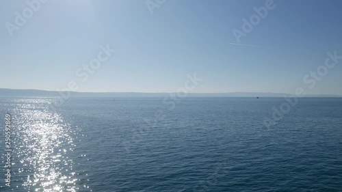 Calm blue sea landscape on sunny day on Makarska riviera in Croatia