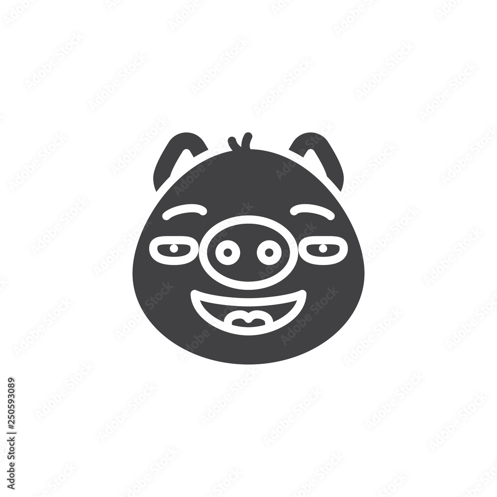 Piggy calm face emoticon vector icon. filled flat sign for mobile concept and web design. Happy face emoji glyph icon. Pig year zodiac symbol, logo illustration. Pixel perfect vector graphics Piggy calm face emoticon vector icon. filled flat sign for mobile concept and web design. Happy face emoji glyph icon. Pig year zodiac symbol, logo illustration. Pixel perfect vector graphics