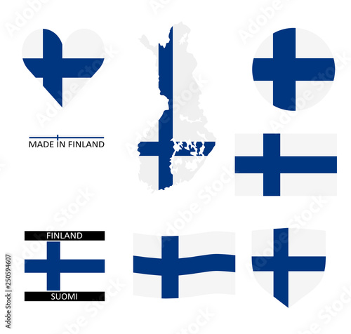 Drapeaux de Finlande et une carte