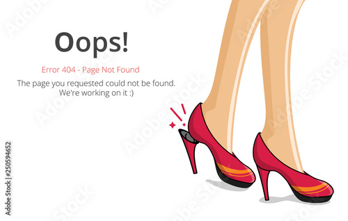 Error 404 page layout vector design. Website 404 page creative concept. The page you requested could not be found. Oops 404 error page.