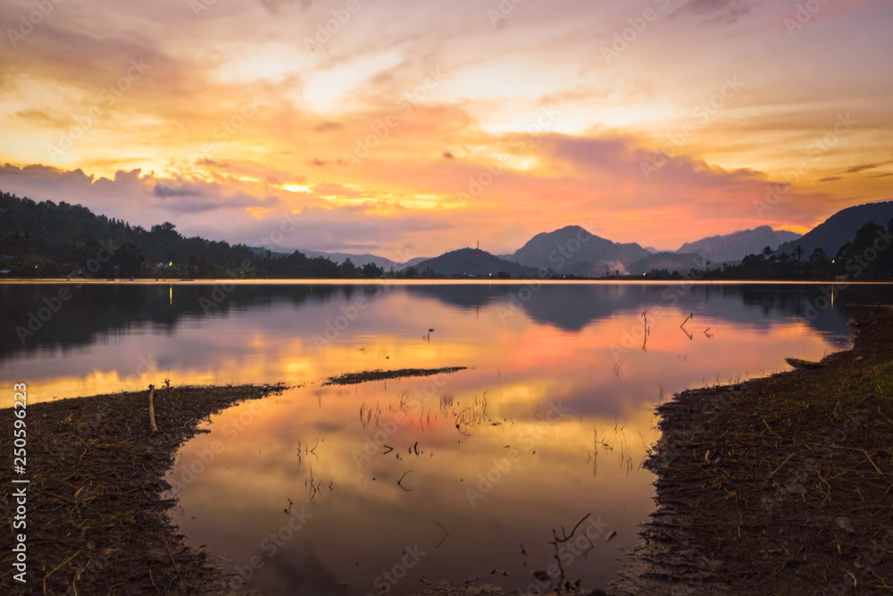 sunset over the lake