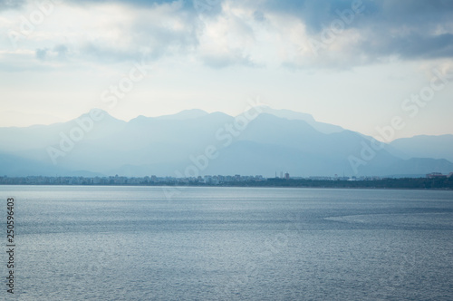 Landscape of sea and mountains, the city of Antalya.
