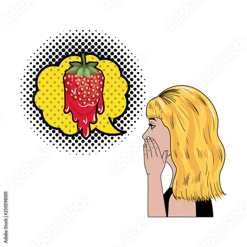 woman telling a secret with speech bubble