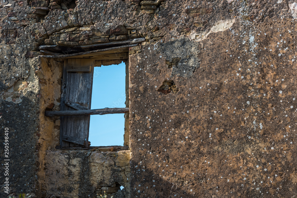 Window in an Ancient Windmill in the Hills of Southern Italy