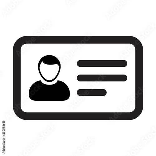 User icon vector male person profile avatar symbol with identity card in flat color glyph pictogram illustration