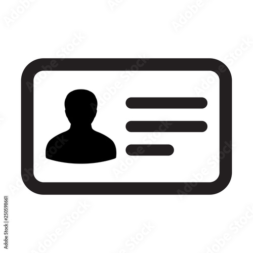 Access icon vector male user person profile avatar symbol with identity card in flat color glyph pictogram illustration