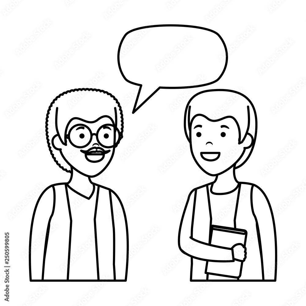 young couple men talking characters young couple men talking characters