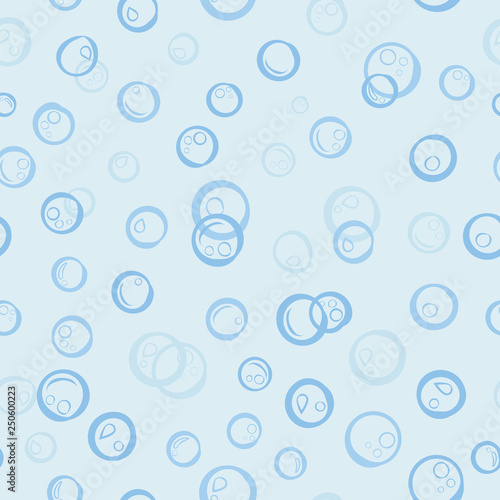 Seamless Cute Hand Draw Blue Bubble Pattern for Background, Paper Wrap, Curtain, Banner etc