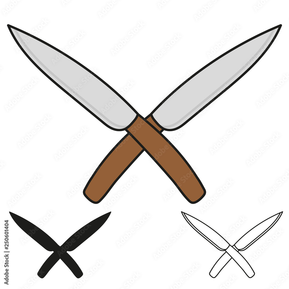 Set of crossed knives icon. Vector illustration. Set of crossed knives icon. Vector illustration.