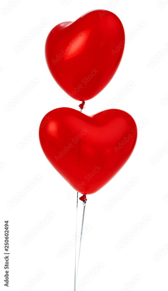 Air Balloons. Bunch of red heart shaped foil balloons Air Balloons. Bunch of red heart shaped foil balloons