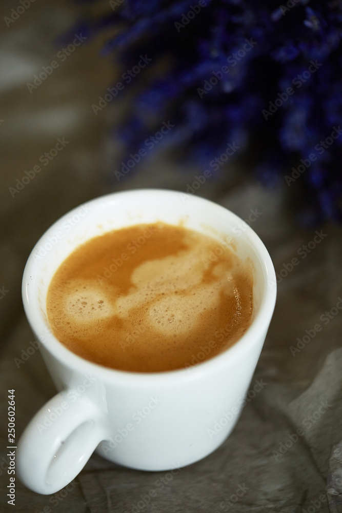 cafee in white cup with lavanda cafee in white cup with lavanda