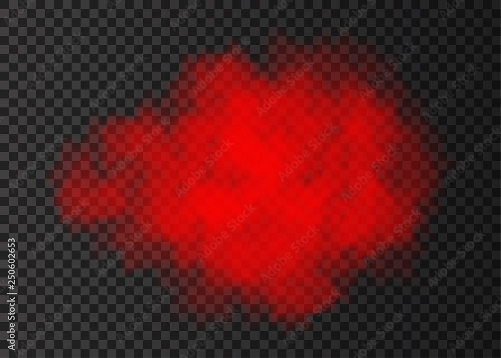 Red smoke cloud  isolated on transparent background.