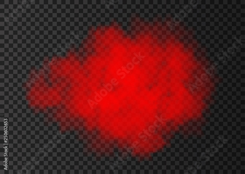 Red smoke cloud  isolated on transparent background.