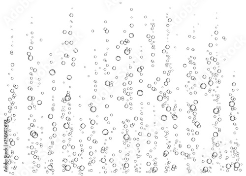 Underwater fizzing air bubbles on white  background.