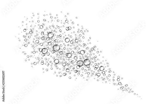 Underwater fizzy air bubbles on white  background.