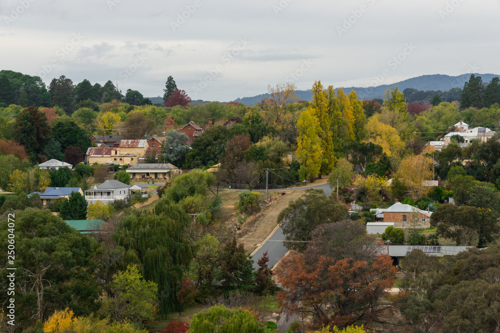 High angle view of Beechworth, a historic town in Victoria. High angle view of Beechworth, a historic town in Victoria.