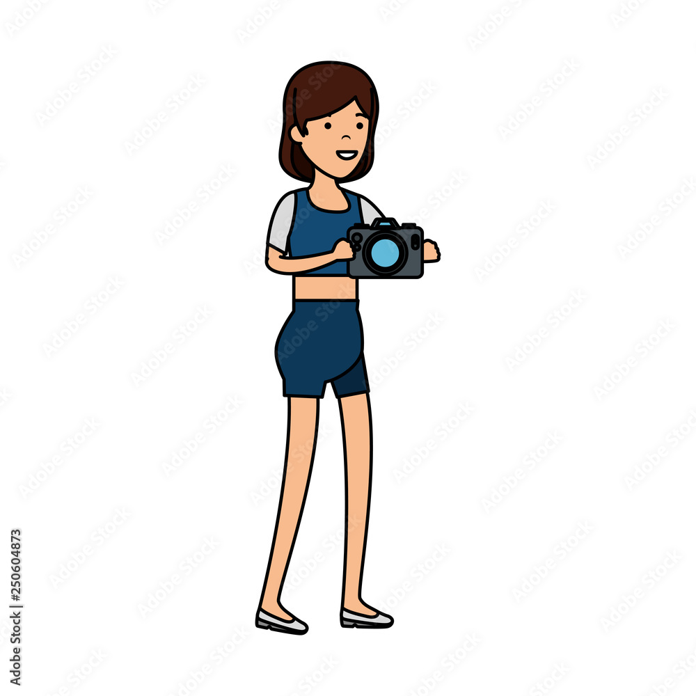 young woman with camera photographic young woman with camera photographic