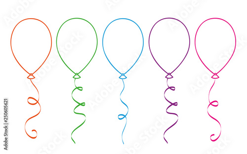 colorful balloons for coloring book isolated on white background vector illustration EPS10