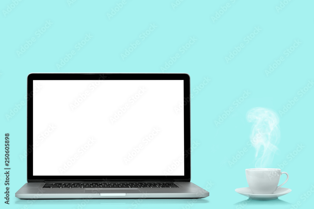 a modern laptop computer isolated on colors background Island Paradise a modern laptop computer isolated on colors background Island Paradise