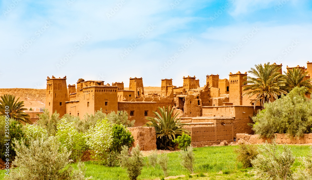 Unesco heritage Ait Ben Haddou kasbah in Morocco. Tourist attraction