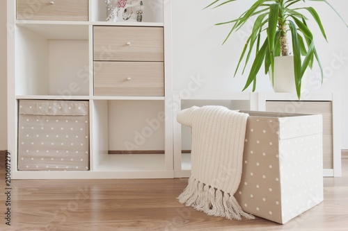 Obraz na plátně Modern furniture, white shelves