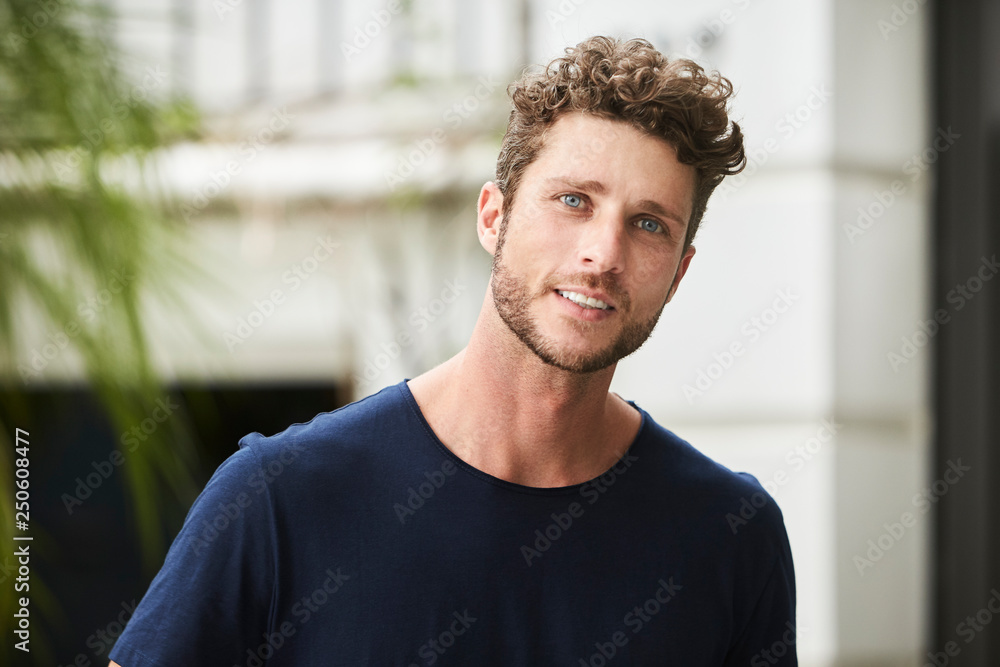 Handsome young man in blue, portrait Handsome young man in blue, portrait