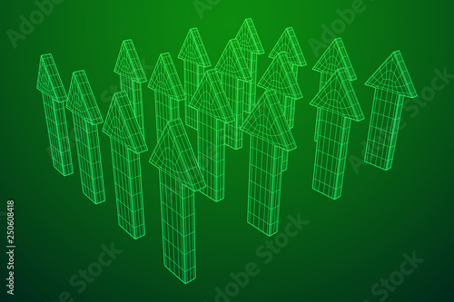 Arrow wireframe low poly mesh vector illustration