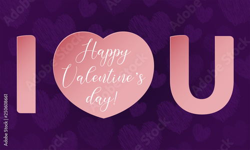 I love you greeting card to Valentines Day. Heart background