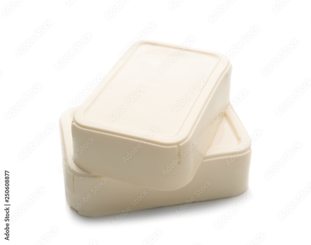 Tasty feta cheese on white background Tasty feta cheese on white background