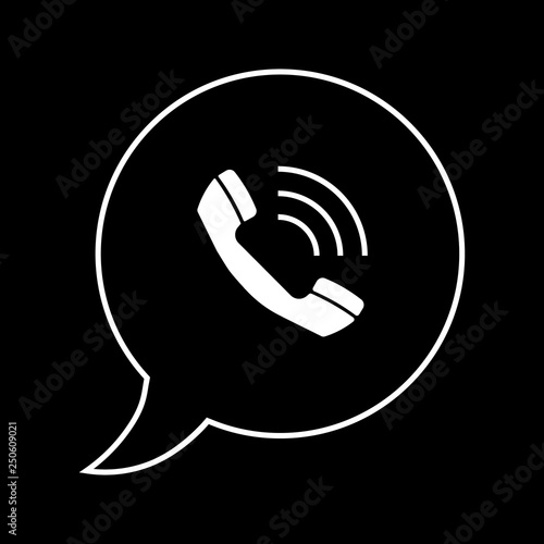 Telephone icon vector, whatsapp logo symbol. Phone pictogram, flat vector sign isolated on black background. Simple vector illustration for graphic and web design.