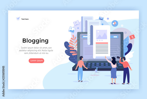 Blogging concept illustration, perfect for web design, banner, mobile app, landing page, vector flat design