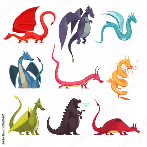 Dragons Monsters Cartoon Set