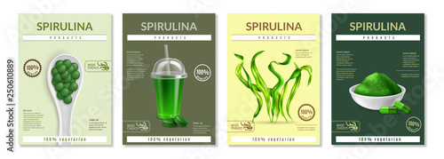 Spirulina Realistic Advertising Posters 