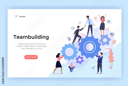 Teambuilding concept illustration, perfect for web design, banner, mobile app, landing page, vector flat design