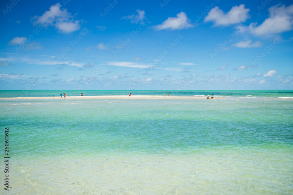 Shallow turquoise waters at Sao Paulo beach on Itamaraca Island - Pernambuco state, Brazil Shallow turquoise waters at Sao Paulo beach on Itamaraca Island - Pernambuco state, Brazil