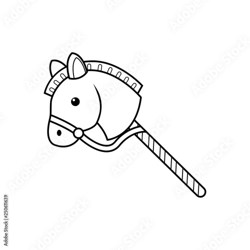 Icono plano lineal caballo de juguete de madera en color negro