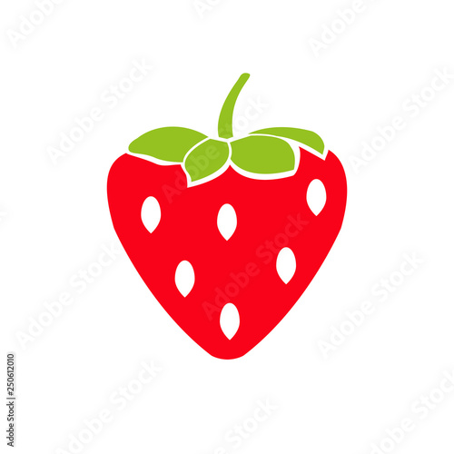 Garden strawberry fruit or strawberries flat color vector icon for food apps and websites