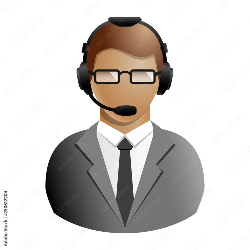 Chat operator or customer service operator - icon