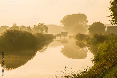 River in hazy morning light